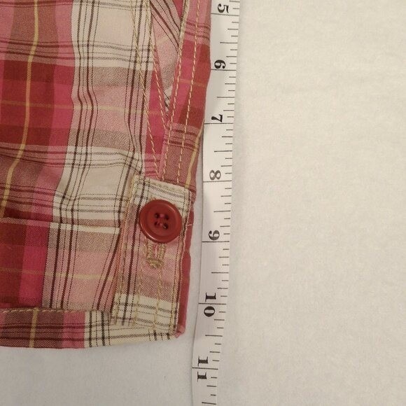 Womens Forever 21 Plaid Cuffed Shorts Size M Pink White Brown Summer Casual - Picture 8 of 8
